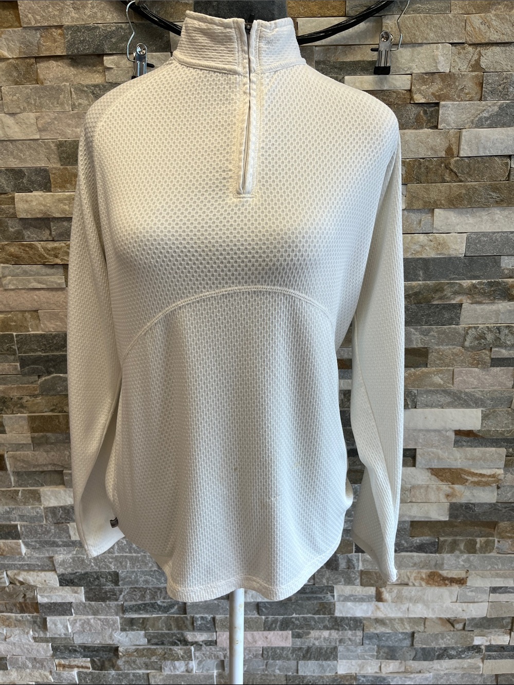 Alpine Cream Quarter-Zip Waffle Knit Pullover